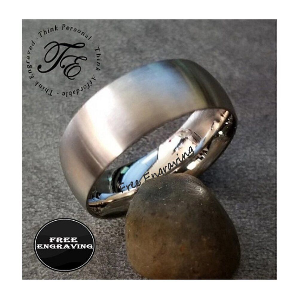 Personalized Women's Silver Wedding Ring Band - Engraved Silver Wedding Ring